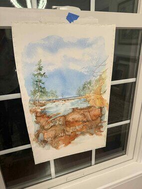 Original Signed Watercolor Coastal Marsh Landscape Painting 14x22